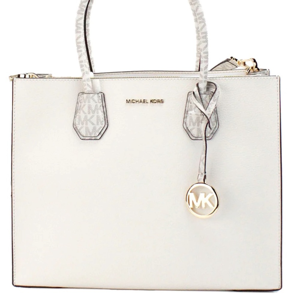Michael Kors White and Gold Tote Bag